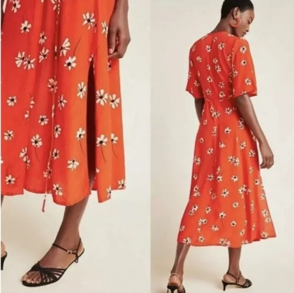 ❤️ NWOT! FAITHFULL THE BRAND × ANTHROPOLOGIE RIVERA FLORAL WRAP MIDI DRESS, S - Picture 2 of 12